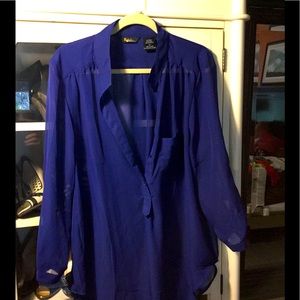 Bright blue sheer tunic